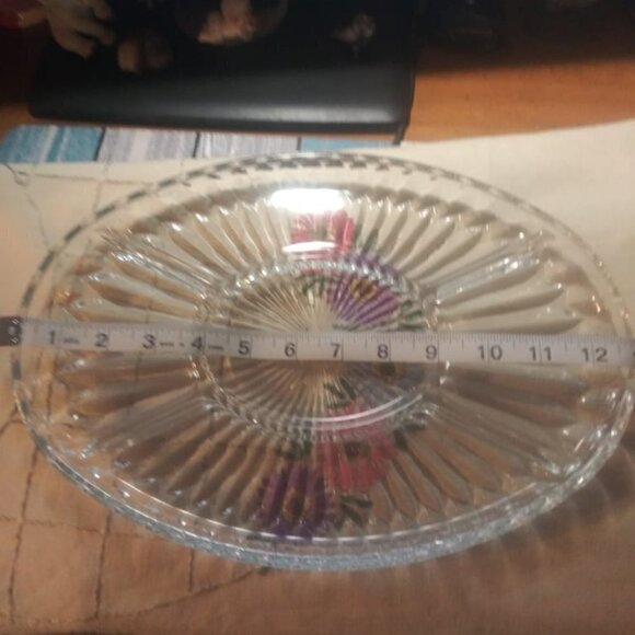 "rare"-vintage GODINGER SILVER ART Co LTD Grapevine Adorned Oval Platter/Crystal - Picture 12 of 16